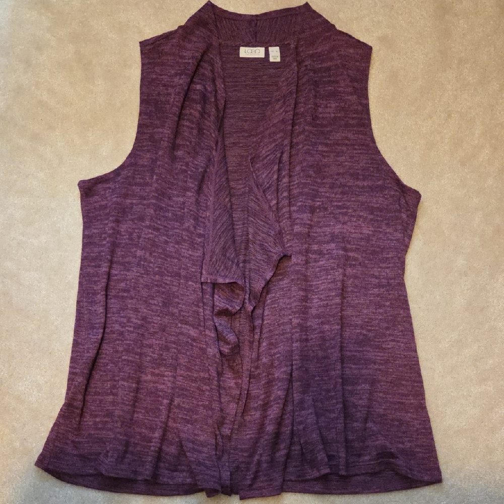 Lori Goldstein Purple Sleeveless Draped Cardigan